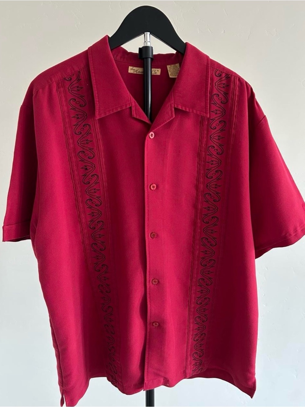 Havanera Co. Men’s XL Red Embroidered Camp Collar Shirt